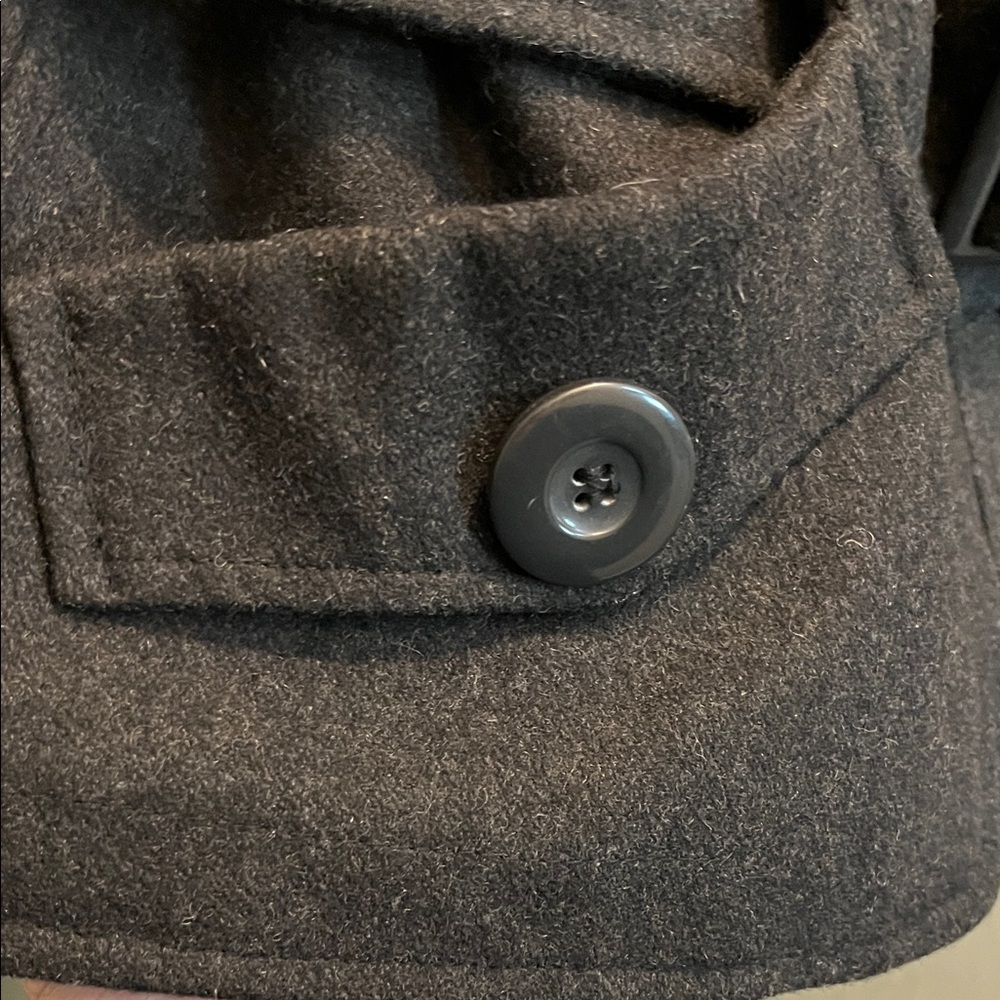 Coffee Shop wool silk lined Gray/Black Button-Up Jacket with belt - Picture 4 of 8